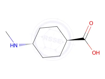 Chemical structure of (1R,4r)-4-(methylamino)cyclohexane-1-carboxylic acid