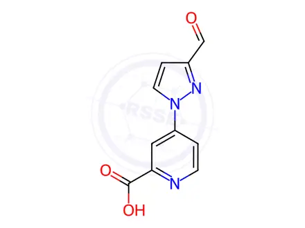 Chemical structure of 4-(3-formyl-1H-pyrazol-1-yl)pyridine-2-carboxylic acid