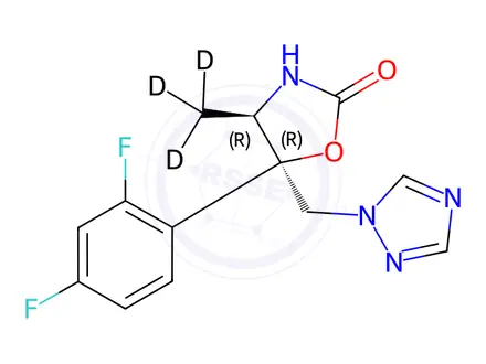 Chemical structure of (4R,5R)-5-(2,4-Difluorophenyl)-4-methyl-5-(1H-1,2,4-triazol-1-ylmethyl)-2-oxazolidinone-d3
