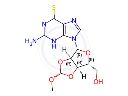 Chemical structure of 2',3'-O-(Methoxymethylene)-6-thio-guanosine