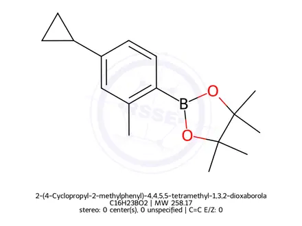 Chemical structure of 2-(4-Cyclopropyl-2-methylphenyl)-4,4,5,5-tetramethyl-1,3,2-dioxaborolane