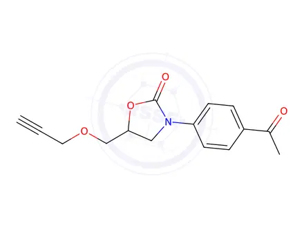 Chemical structure of 3-(4-Acetylphenyl)-5-[(2-propynyloxy)methyl]-2-oxazolidinone