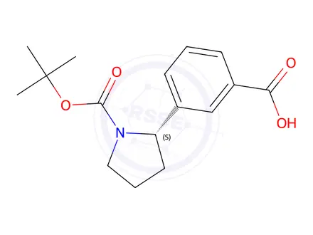 Chemical structure of (S)-3-(1-(TERT-BUTOXYCARBONYL)PYRROLIDIN-2-YL)BENZOIC ACID