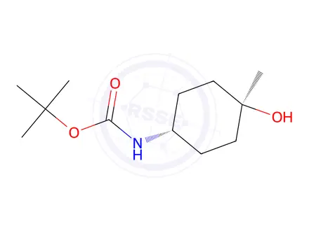 Chemical structure of tert-butyl N-[trans-4-hydroxy-4-methylcyclohexyl]carbamate