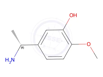 Chemical structure of Phenol, 5-(1-aminoethyl)-2-methoxy-, (R)-