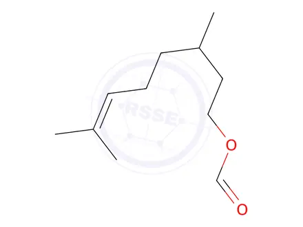 Chemical structure of (+)-3,7-dimethyloct-6-enyl formate