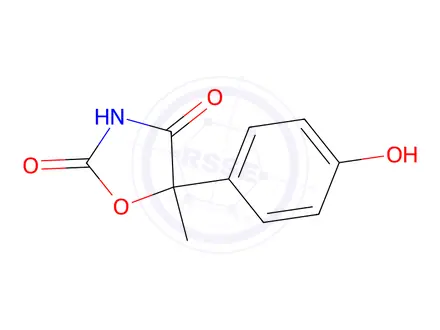 Chemical structure of 2,4-Oxazolidinedione,5-(4-hydroxyphenyl)-5-methyl-(9CI)