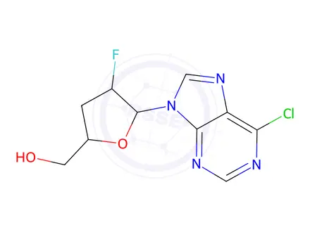 Chemical structure of 6-Chloro-9-(2,3-dideoxy-2-fluoro-β-D-threo-pentofuranosyl)-9H-purine
