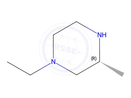 Chemical structure of Piperazine, 1-ethyl-3-methyl-, (3R)-(9CI)