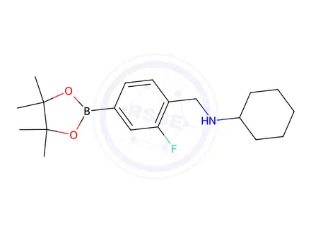 Chemical structure of N-(2-Fluoro-4-(4,4,5,5-tetramethyl-1,3,2-dioxaborolan-2-yl)benzyl)cyclohexanamine