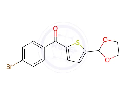 Chemical structure of (5-(1,3-Dioxolan-2-yl)thiophen-2-yl)(4-bromophenyl)methanone