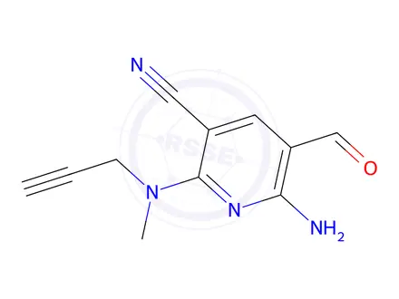 Chemical structure of 6-Amino-5-formyl-2-(methyl(prop-2-yn-1-yl)amino)nicotinonitrile