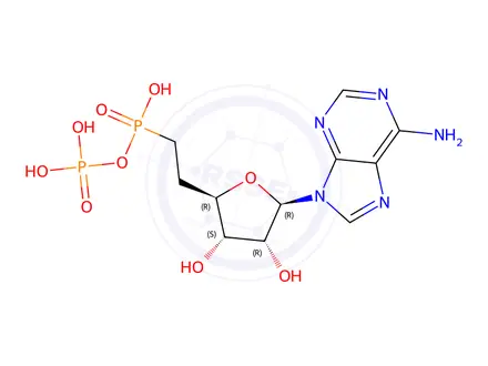 Chemical structure of (2-((2R,3S,4R,5R)-5-(6-Amino-9H-purin-9-yl)-3,4-dihydroxytetrahydrofuran-2-yl)ethyl)phosphonic phosphoric anhydride