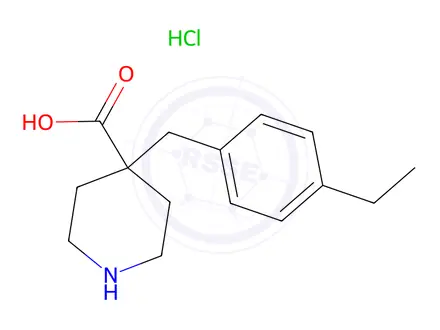 Chemical structure of 4-[(4-ethylphenyl)methyl]piperidine-4-carboxylic acid hydrochloride