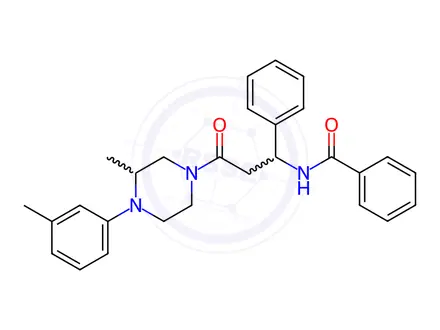 Chemical structure of Benzamide, N-[3-[3-methyl-4-(3-methylphenyl)-1-piperazinyl]-3-oxo-1-phenylpropyl]-