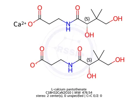Chemical structure of L-calcium pantothenate