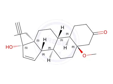 Chemical structure of (5R,8R,9S,10R,13S,14S,17R)-13-ethyl-17-ethynyl-17-hydroxy-5-methoxy-4,5,6,7,8,9,10,11,12,13,14,17-dodecahydro-1H-cyclopenta[a]phenanthren-3(2H)-one