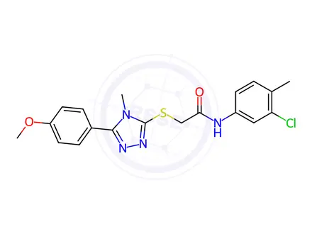 Chemical structure of N-(3-chloro-4-methylphenyl)-2-((5-(4-methoxyphenyl)-4-methyl-4H-1,2,4-triazol-3-yl)thio)acetamide
