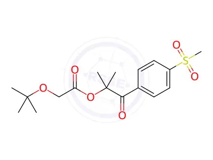 Chemical structure of 2-Methyl-1-(4-(methylsulfonyl)phenyl)-1-oxopropan-2-yl 2-(tert-butoxy)acetate