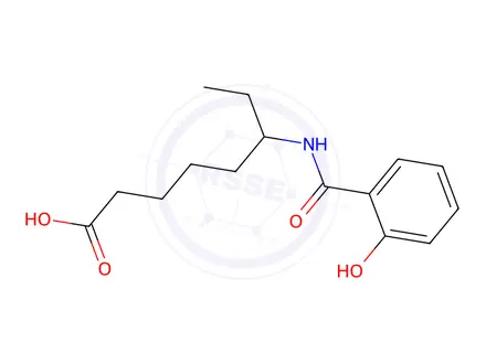 Chemical structure of 6-(2-hydroxybenzamido)octanoic acid