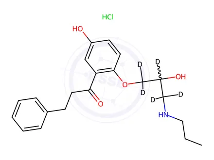 Chemical structure of 5-Hydroxy Propafenone (Propoxy-D5) Hydrochloride-d5