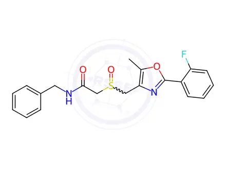 Chemical structure of Acetamide, 2-[[[2-(2-fluorophenyl)-5-methyl-4-oxazolyl]methyl]sulfinyl]-N-(phenylmethyl)-