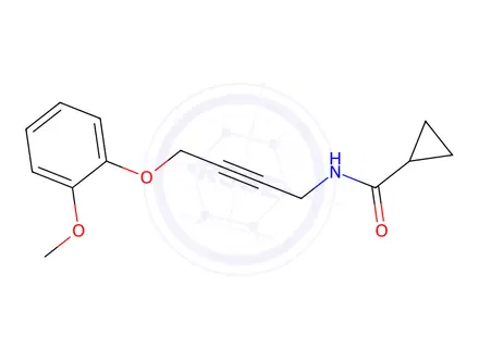 Chemical structure of N-(4-(2-Methoxyphenoxy)but-2-yn-1-yl)cyclopropanecarboxamide