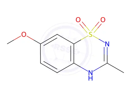 Chemical structure of 7-Methoxy-3-methyl-2H-benzo[e][1,2,4]thiadiazine 1,1-dioxide