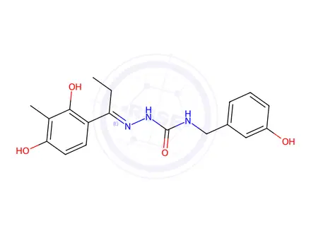 Chemical structure of Hydrazinecarboxamide, 2-[1-(2,4-dihydroxy-3-methylphenyl)propylidene]-N-[(3-hydroxyphenyl)methyl]-