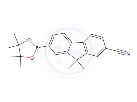 Chemical structure of 9,9-Dimethyl-7-(4,4,5,5-tetramethyl-1,3,2-dioxaborolan-2-yl)-9H-fluorene-2-carbonitrile