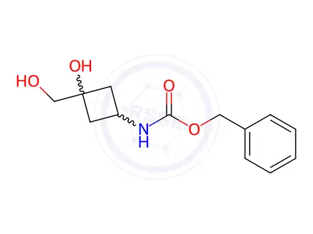 Chemical structure of Carbamic acid, N-[3-hydroxy-3-(hydroxymethyl)cyclobutyl]-, phenylmethyl ester