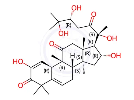 Chemical structure of 19-Norlanosta-1,5-diene-3,11,22-trione, 2,16,20,24,25-pentahydroxy-9-methyl-, (9β,10α,16α,24R)-