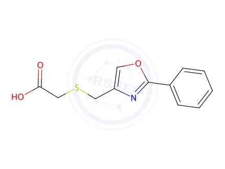 Chemical structure of 2-{[(2-Phenyl-1,3-oxazol-4-yl)methyl]sulfanyl}acetic Acid