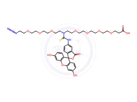 Chemical structure of N-(Azido-PEG3)-N-Fluorescein-PEG4-acid