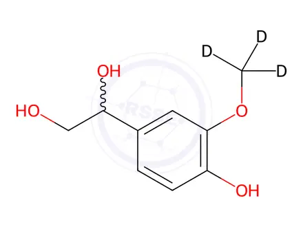Chemical structure of rac 4-Hydroxy-3-methoxyphenylethylene Glycol-d3
