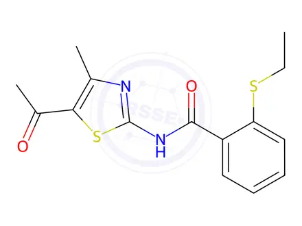Chemical structure of N-(5-Acetyl-4-methylthiazol-2-yl)-2-(ethylthio)benzamide