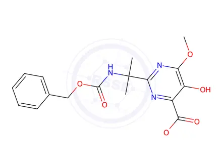 Chemical structure of 5-Hydroxy-2-[1-methyl-1-[[benzylcarbamoyl]amino]ethyl]-6-methoxypyrimidine-4-carboxylic Acid Methyl Ester