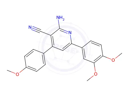 Chemical structure of 2-Amino-6-(3,4-dimethoxyphenyl)-4-(4-methoxyphenyl)pyridine-3-carbonitrile