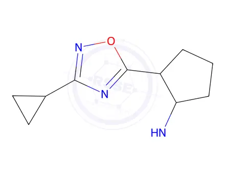 Chemical structure of 2-(3-Cyclopropyl-1,2,4-oxadiazol-5-yl)-n-methylcyclopentan-1-amine