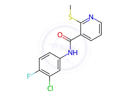 Chemical structure of N-(3-Chloro-4-fluorophenyl)-2-(methylthio)nicotinamide