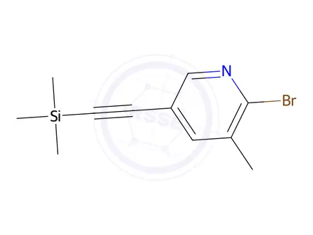 Chemical structure of 2-Bromo-3-methyl-5-((trimethylsilyl)ethynyl)pyridine