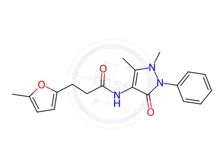 Chemical structure of N-(1,5-Dimethyl-3-oxo-2-phenyl-2,3-dihydro-1H-pyrazol-4-yl)-3-(5-methylfuran-2-yl)propanamide