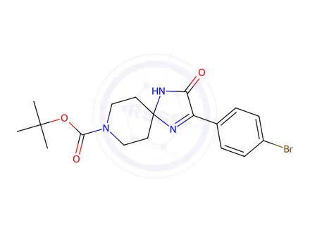 Chemical structure of tert-Butyl 2-(4-bromophenyl)-3-oxo-1,4,8-triazaspiro[4.5]dec-1-ene-8-carboxylate