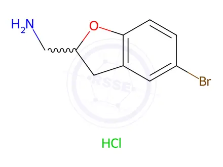 Chemical structure of (5-Bromo-2,3-dihydrobenzofuran-2-yl)methanamine hydrochloride