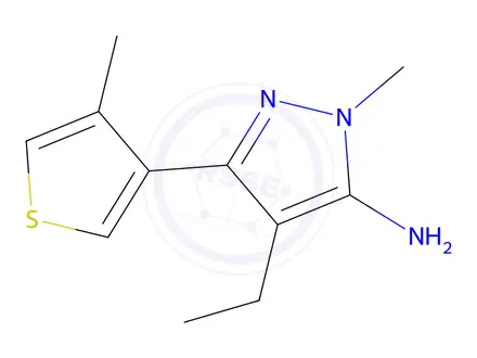 Chemical structure of 4-Ethyl-1-methyl-3-(4-methylthiophen-3-yl)-1h-pyrazol-5-amine