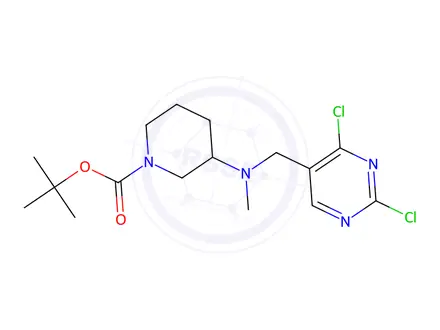 Chemical structure of Tert-butyl 3-(((2,4-dichloropyrimidin-5-yl)methyl)(methyl)amino)piperidine-1-carboxylate