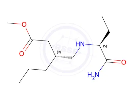 Chemical structure of (R)-methyl 3-((((S)-1-amino-1-oxobutan-2-yl)amino)methyl)hexanoate