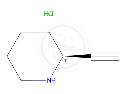 Chemical structure of (2S)-2-ethynylpiperidine;hydrochloride