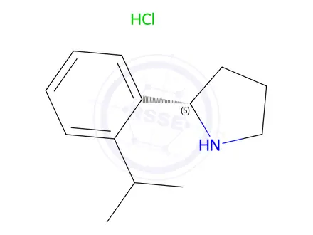Chemical structure of Pyrrolidine, 2-[2-(1-methylethyl)phenyl]-, hydrochloride (1:1), (2S)-