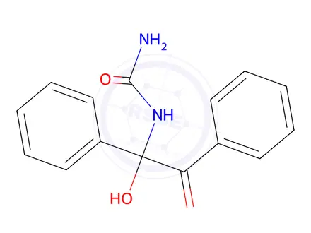 Chemical structure of 1-(1-hydroxy-2-oxo-1,2-diphenylethyl)urea